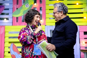 Tamira Abreu (Realização e Direção Geral) e Totonho (Mestre de Cerimônia) Macacos Cine Fest / Foto: Luiza Wollny – Divulgação